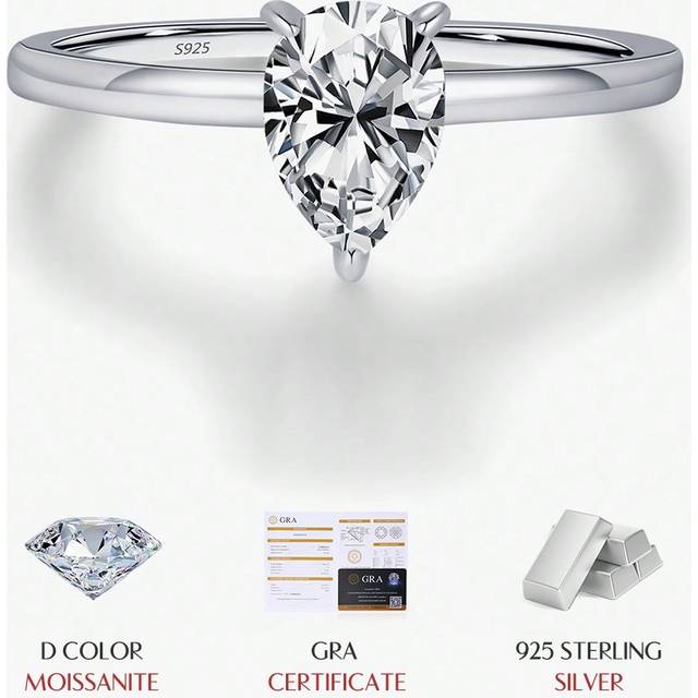 MODIAN 925 Sterling Silver D Color Pear Cut Moissanite Ring Water Drop Lab Diamond Wedding Rings For Women Wedding Fine Jewelry