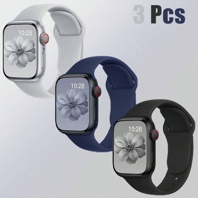SHEIN 3pcs Compatible With Apple Watch Men&#39;s And Women&#39;s Watch Straps 3 Color Combination Set Simple Comfortable Soft Waterproof Sports Invisible Buckle Sil