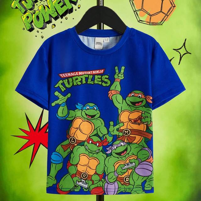 SHEIN Young Boy Casual Cartoon Letter Print Round Neck Short Sleeve T-Shirt, Summer
