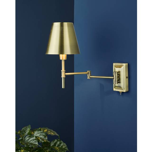 Kensington 1 Light Swing Arm Wall Light Antique Brass (31cm H X 15cm W X 38.5cm D)