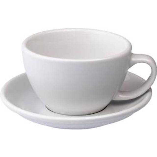 Café Latte-kopp med ett underlägg Loveramics Egg White, 300 ml
