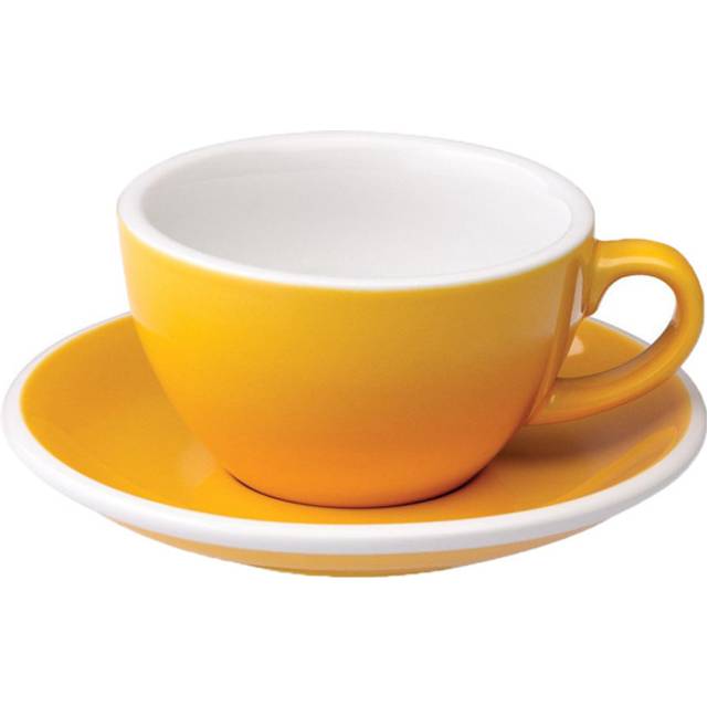 Cappuccino-kopp med ett underlägg Loveramics Egg Yellow, 200 ml