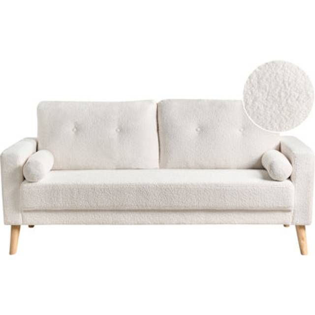 Beliani 2 Seater Boucle Sofa Off-white Kalmar, White