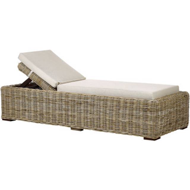 Beliani Rattan Sun Lounger with Cushion Taupe PALESE