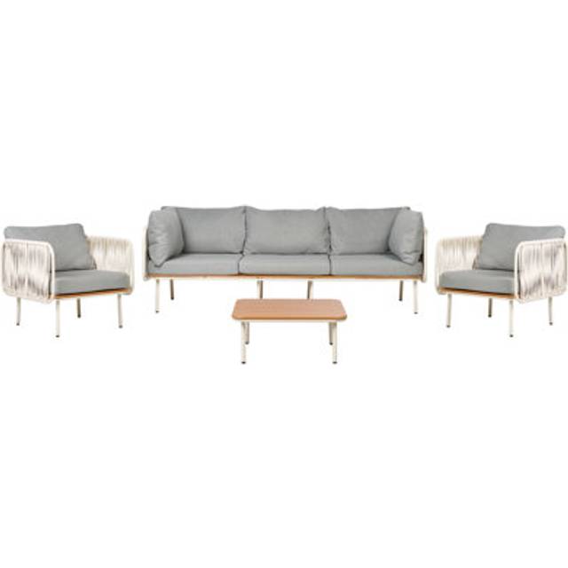Beliani Garden Lounge Set With Table 5 Seater Senise Metal Grey, Grey