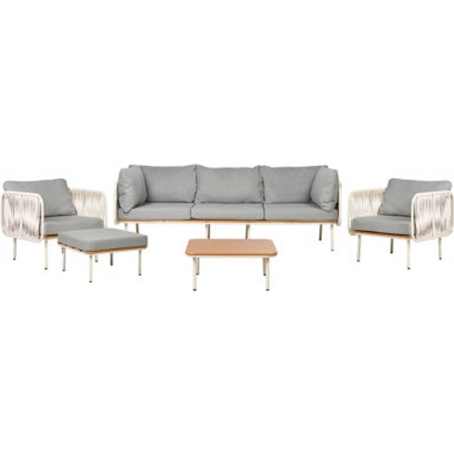 Beliani Garden Lounge Set With Table 5 Seater Senise Metal Grey, Grey
