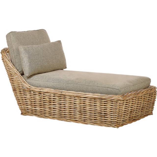 Beliani Rattan Sun Lounger with Cushion Taupe BELSITO