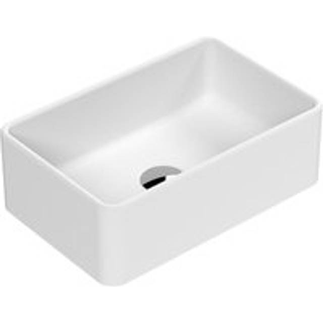 Rectangular Matt Ceramic Countertop Vessel Without Overflow - 365mm - Matt White