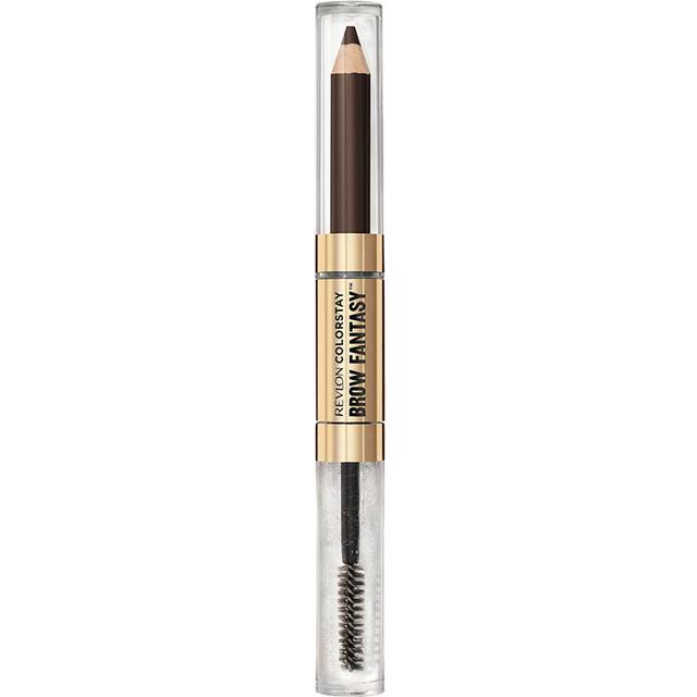 Revlon ColorStay Brow Fantasy, 2-i-1 ögonbrynsprodukt: pulverlackerad penna och transparent gel, fastställande av provitamin B5, håller upp till 16 timmar, 004 mörkbrun