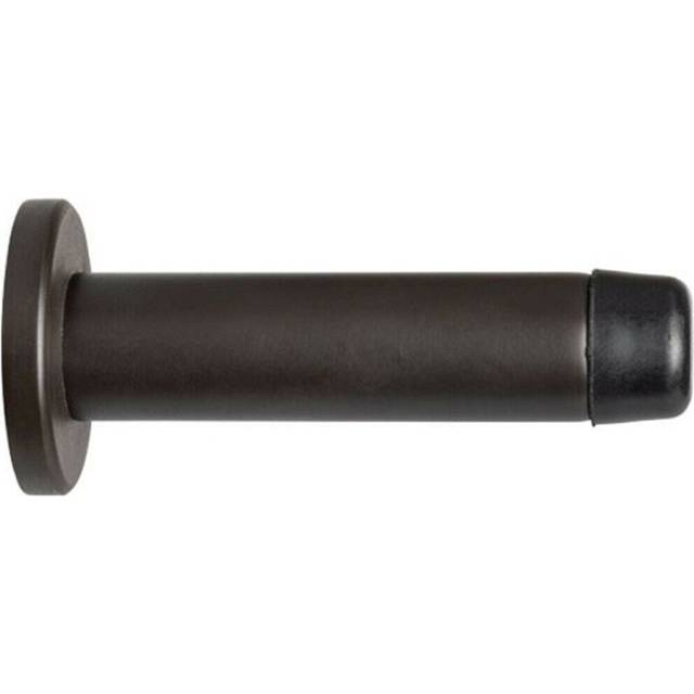 Rubber Tipped Doorstop Cylinder with Rose Wall Mounted 70mm Matt Bronze