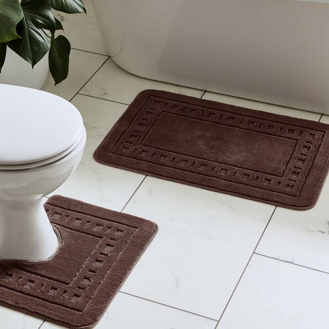 Catherine Lansfield Quick Dry Cotton Bath Mat and Pedestal Set Chocolate - Brown