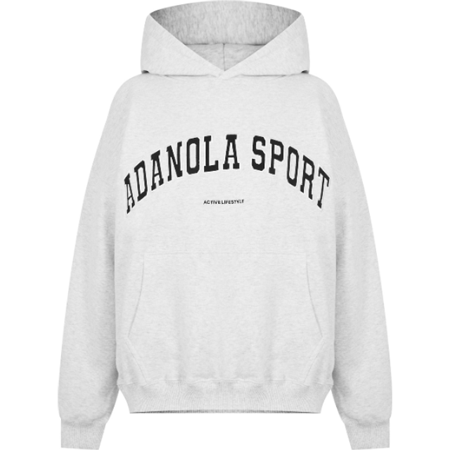 Adanola Womens Light Grey Melange Logo-embroidered Oversized Organic-cotton Hoody S - LIGHT GREY MELANGE