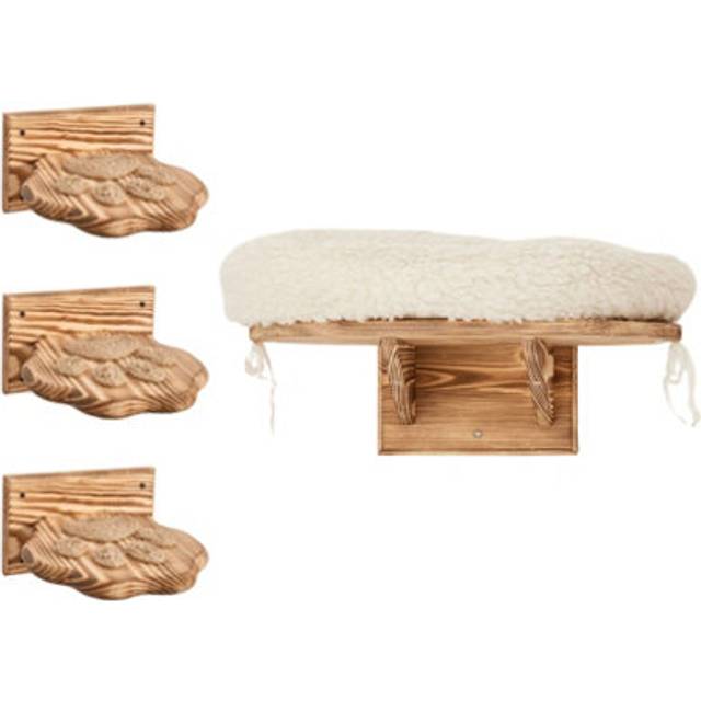 (Cat Paw Shape) Wall Mounted Cat Bed With Set Of 3 Cat Steps and Extra Soft Cushion Cat Wall Furniture