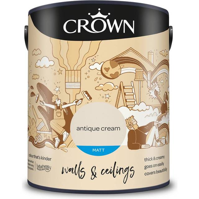 Crown Breatheasy Matt Emulsion Paint 5L - Antique Cream - Neutral