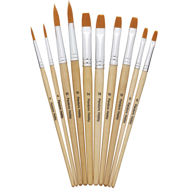 Penselset basic rund/flat 10st