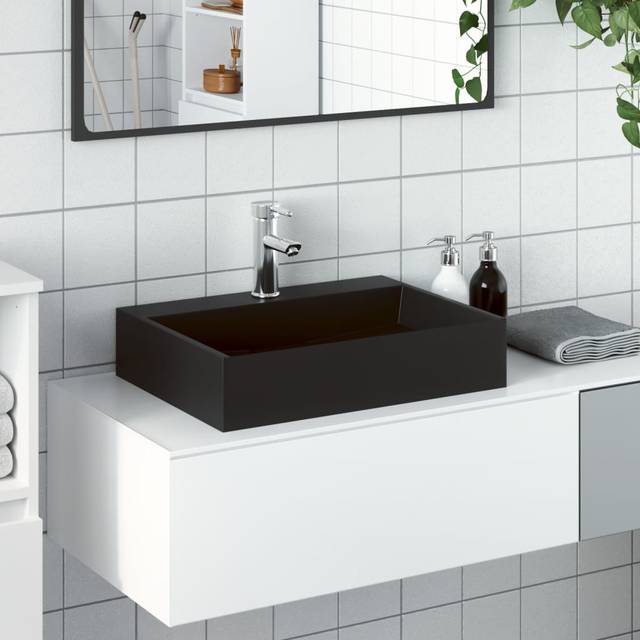 Wash Basin 50x38x11 cm Mineral Cast/Marble Cast Matt Black vidaXL