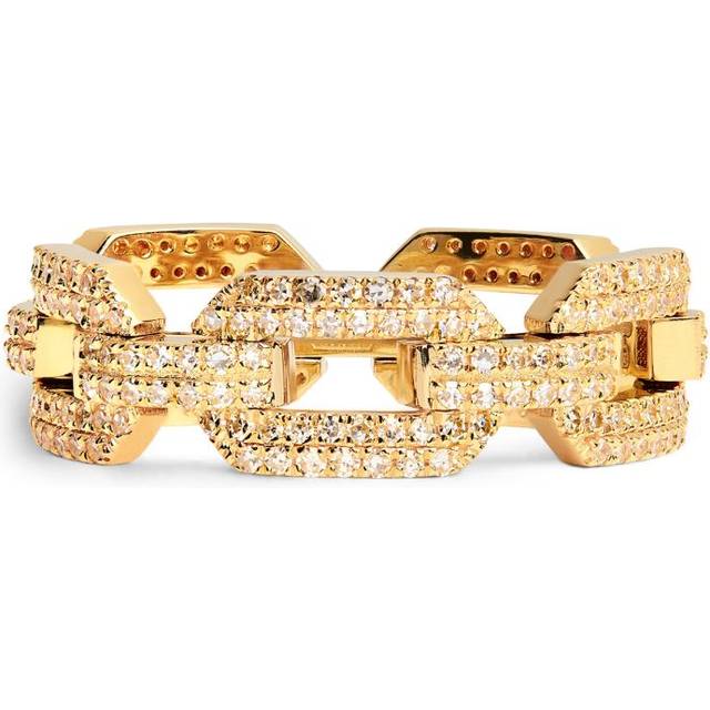 Shay Yellow Gold and Diamond Pavé Link Ring - 6 1/2