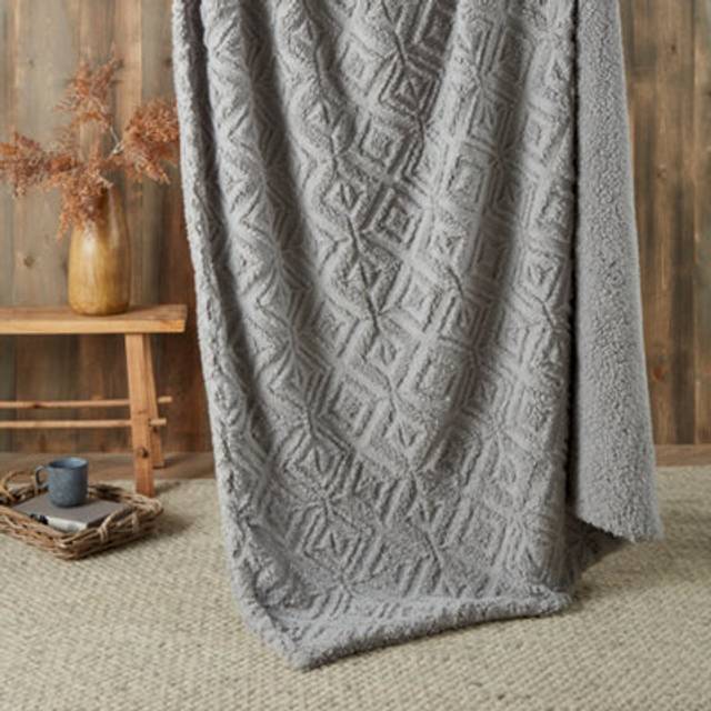 Fusion Romo Fleece & Sherpa Throw, Grey