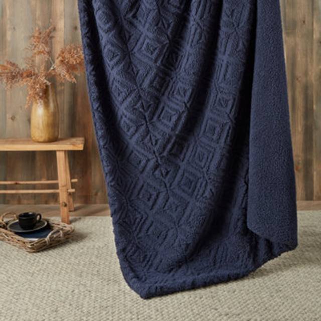 Fusion Romo Fleece & Sherpa Throw, Navy