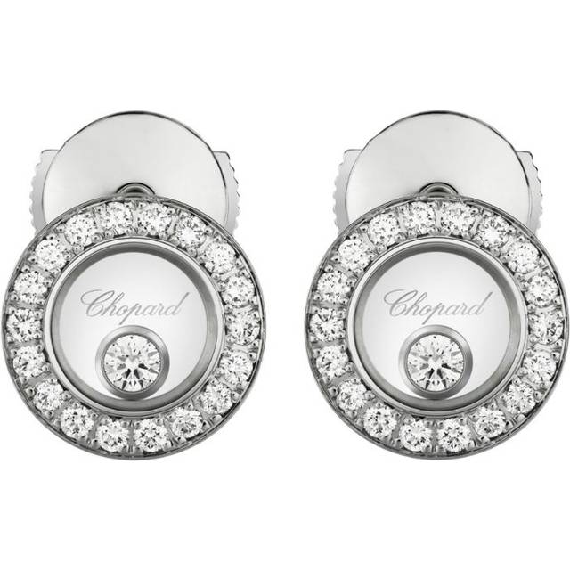 Chopard White Gold and Diamond Happy Diamonds Icons Pavé Earrings - One size