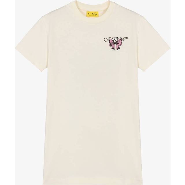 Off-white C/o Virgil Abloh Girls Off White - Pink Kids Arrow Bow Logo-print Cotton-jersey Dress 6 Years
