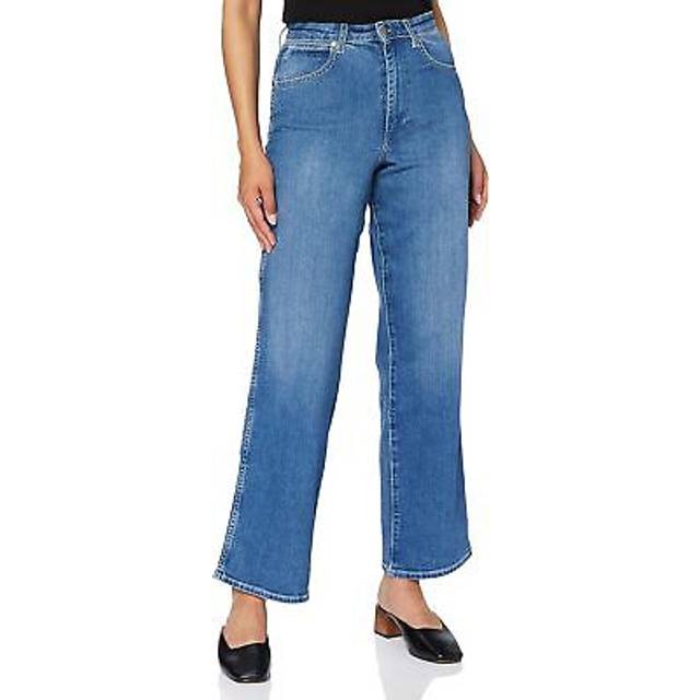 Wrangler ladies mom relaxed boyfriend jeans pants, blue (dance with me), 29w / 3