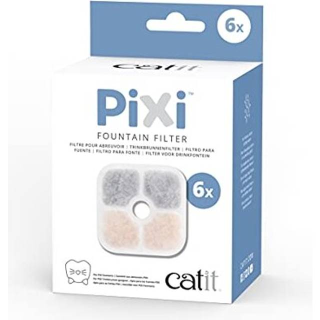 PIXI Cat Drinking Fountain Filter, Triple Action Water Filter, 6-Pack, White