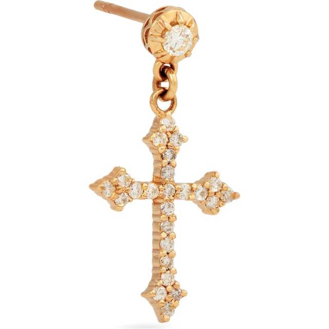 Jacquie Aiche Yellow Gold and Diamond Gothic Cross Single Earring - One size