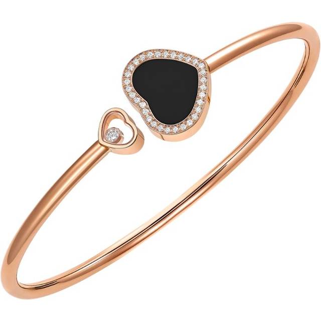 Chopard Rose Gold, Diamond and Onyx Happy Diamonds Bangle - One size