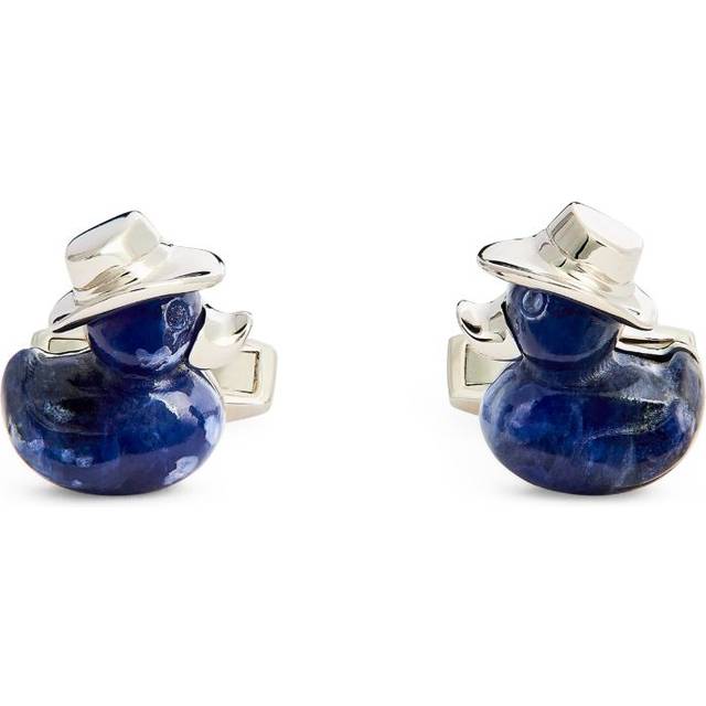 Tateossian Rhodium-Plated Sodalite Duck Cufflinks - Silver - One size