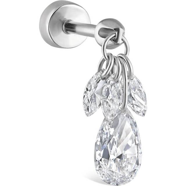 Maria Tash Floating Pear Diamond Plume Threaded Charm Earring - White - One size