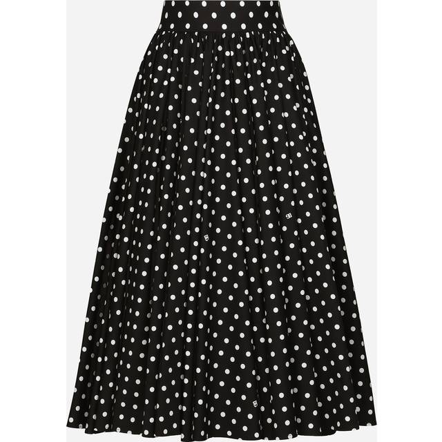 Dolce & Gabbana Cotton Calf-length Circle Skirt With Polka-dot Print - Woman Skirts Print 40