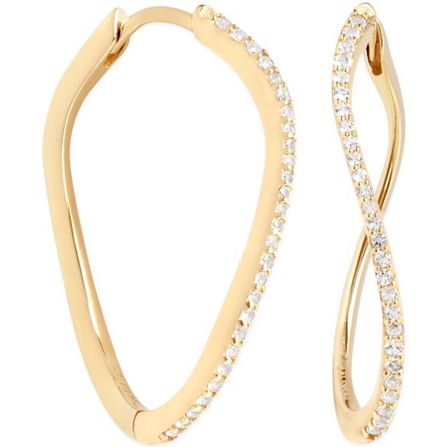 Astrid & Miyu Yellow Gold and White Topaz Infinity Hoop Earrings - One size