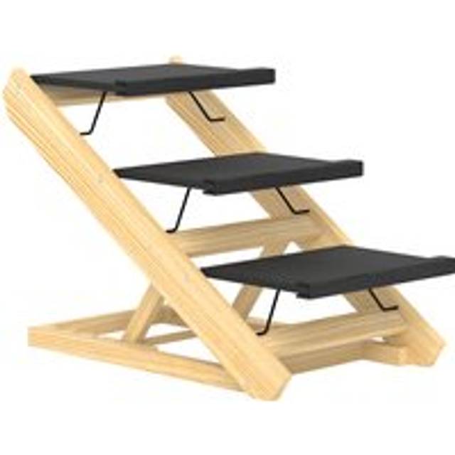 PawHut Adjustable Dog Steps Dog Ramp, 3-Step Non-slip Pet Stairs for Medium Sized Dogs, Foldable Dog Stairs for Bed Sofa Aosom UK