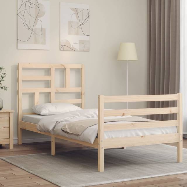 vidaXL Bed Frame without Mattress Small Single Solid Wood - Brown