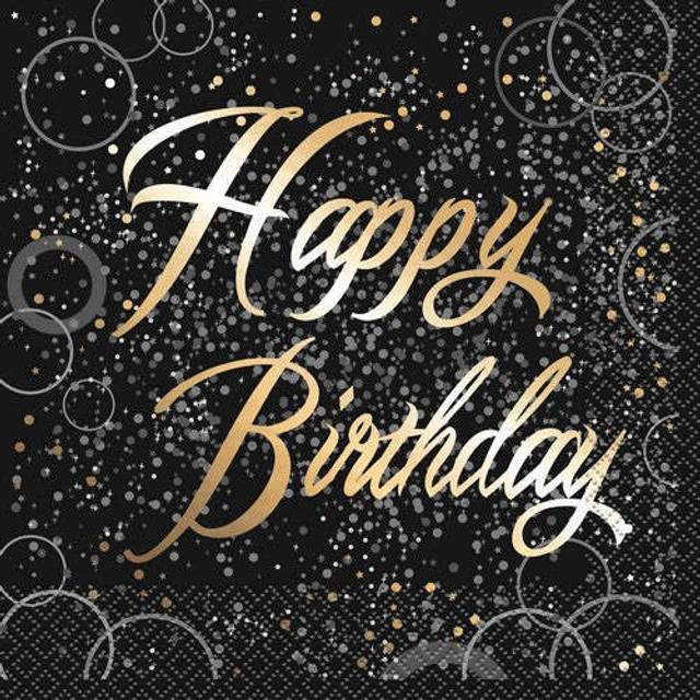 Glitz gold foil birthday paper napkins, pack of 16