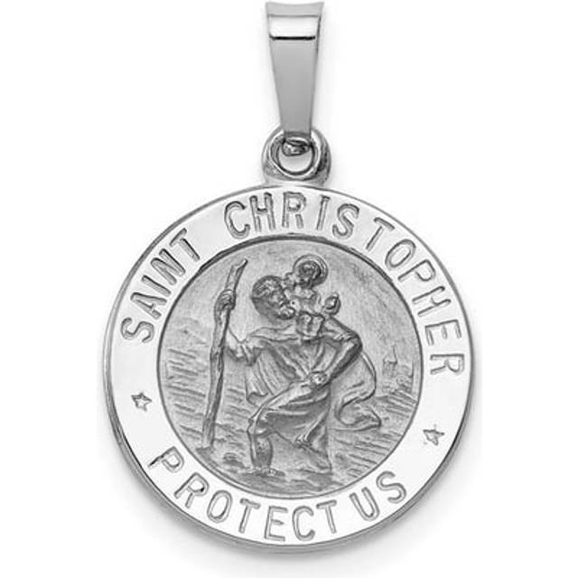 14K White Gold Saint Christopher Medal Charm