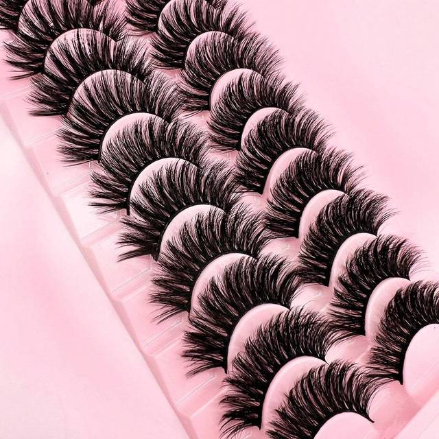 SHEIN 10 Pairs Faux Mink Fluffy Natural False Eyelashes Fake Lashes Long Makeup 3d Faux Mink Lashes Cat Lashes 3D Faux Mink Lashes Natural False Eyelashes D