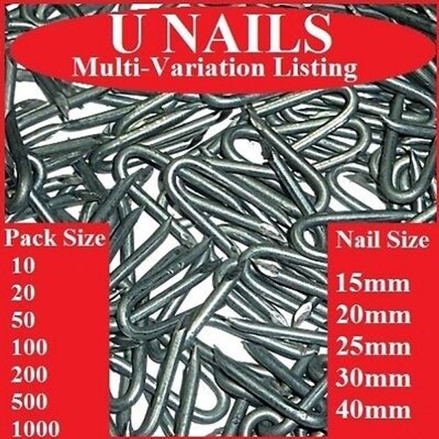 50 x (15mm) netting staples u nails galvanised fencing chicken wire pack of 50.