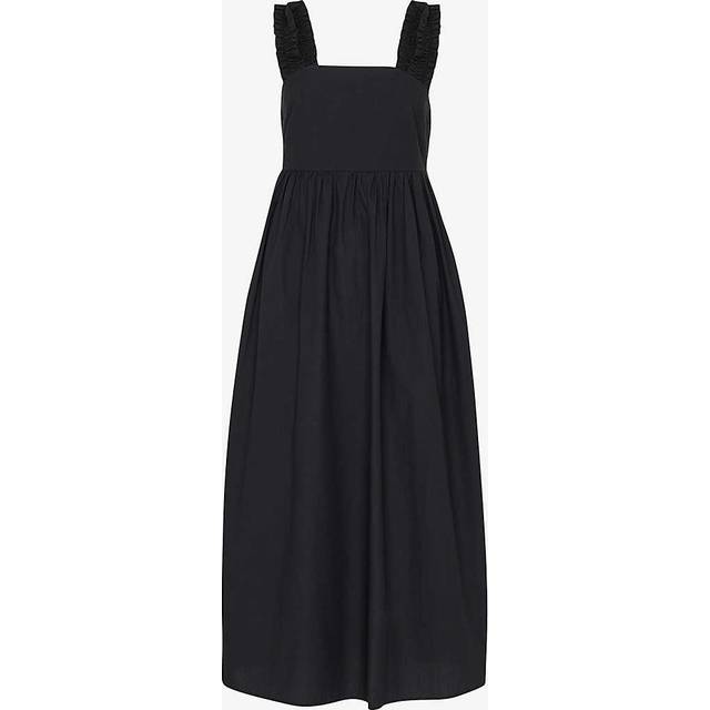 Black Ruffle Strap Poplin Midi Dress (18)