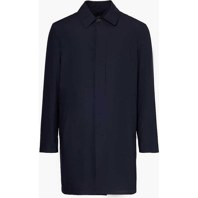 Corneliani Mens Vy Tech Single-breasted Woven Mac Coat 44 - NAVY