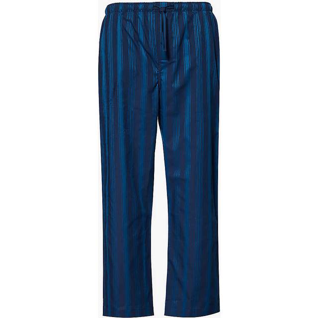 Derek Rose Mens Vy Royal 222 Stripe Pattern Straight Leg Relaxed Fit Cotton Trouser Xl - NAVY