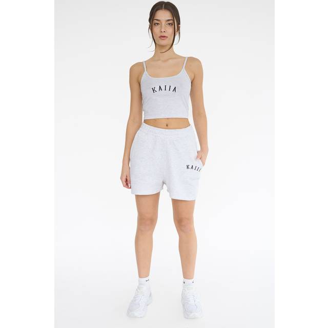 Kaiia Sweat Logo Shorts In Grey Marl - grey
