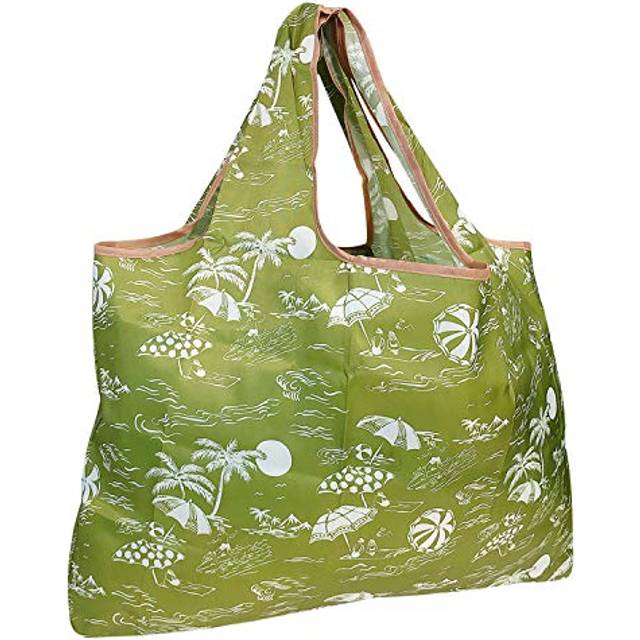allydrew Large Foldable Tote Nylon Reusable Grocery Bag  Green Paradise