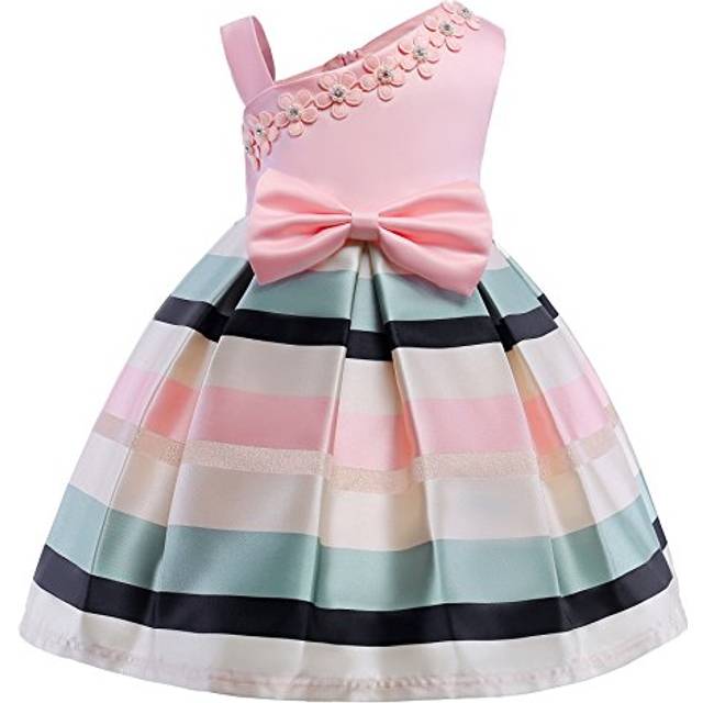 NSSMWTTC Princess Girl Event Dress Graduation Kids Birthday Wedding Easter Christmas Dress Sleeveless Frocks (Pink 120)