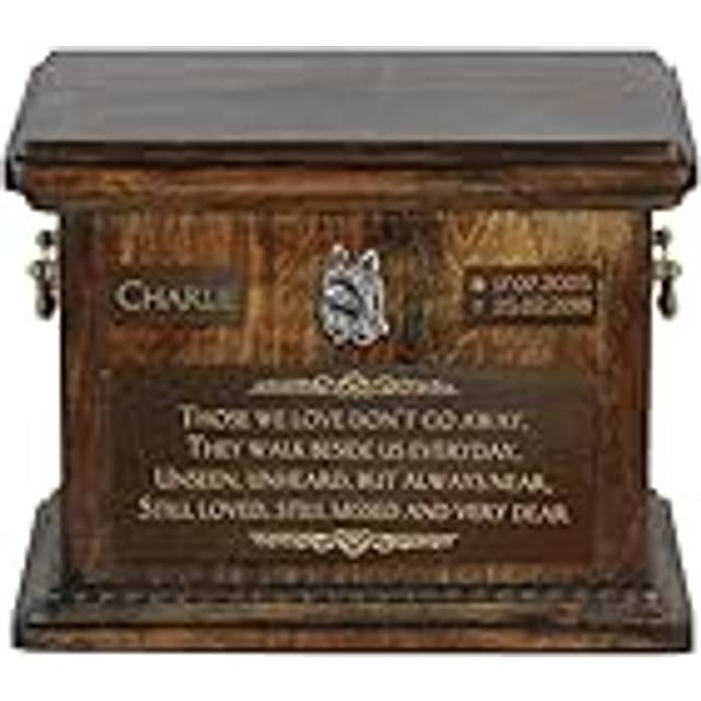 Silky Terrier - urn for dog ashes, personalized urn with engraving, commemorative box for dog ashes by Art-Dog brand brun