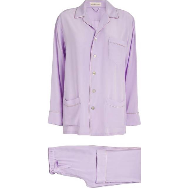 Olivia Von Halle Womens Lavender Yves Relaxed-fit Silk-crepe Pyjama Set L - LAVENDER