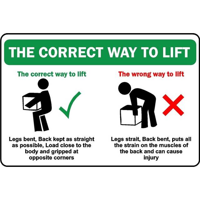 The correct way to lift information poster safety sign - 3mm Aluminium sign - 300mm x 200mm