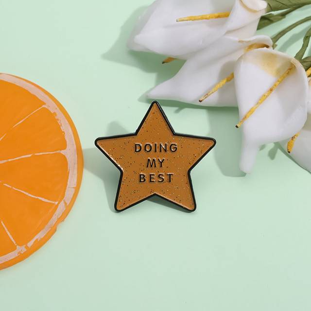 SHEIN 1pc Doing My Best Star Brooch Enamel Pin Encourages Backpacks Friend Gifts Badge Gift Accessories