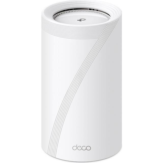 TP-Link Deco BE85 Wi-Fi 7 Mesh WLAN-set (1-pack) BE19000 Tri-Band-router och repeater, 10 Gbit/s Ethernet/fiberport, 19 Gbps wifi-hastighet, WPA3, 320 MHz kanaler, 6 GHz, vit
